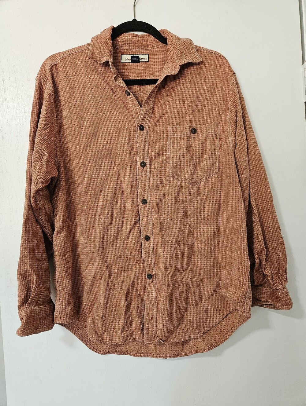 Tommy Bahama Orange Rust 100% Silk Long Sleeve Button Down Shirt Size M